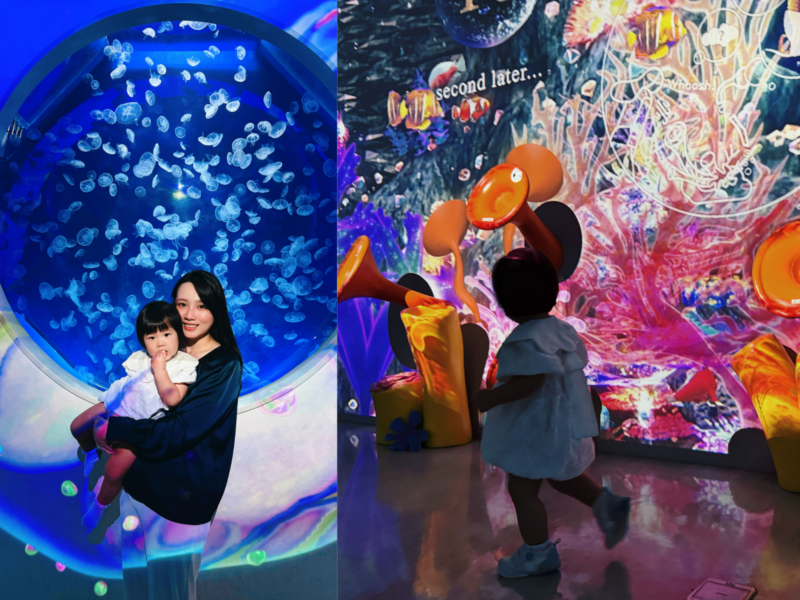 2026桃園水族館Xpark體驗心得:13展區亮點/便宜門票/表演時間/餐廳與停車攻略 8 Xpark水母牆與虛實互動海洋樂園,親子沉浸式體驗場景